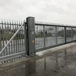 Grey Steel Automated Palisade Sliding Gate