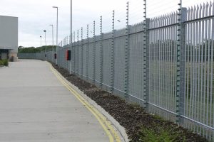 Grey Mesh Panel Fencing With Electric Wire